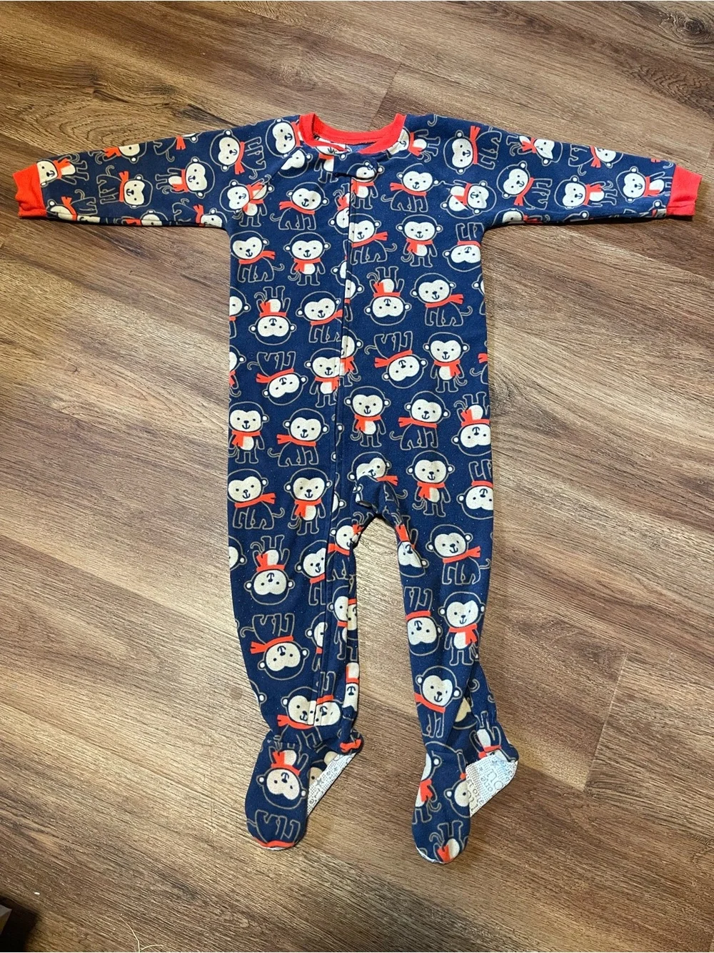 Carter's Navy Monkey Print Footed Pajamas